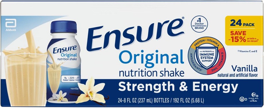 Ensure Original Nutrition Shake, Small Meal Replacement Shake, Vanilla (8 fl. oz., 24 ct.) MCI main image 0